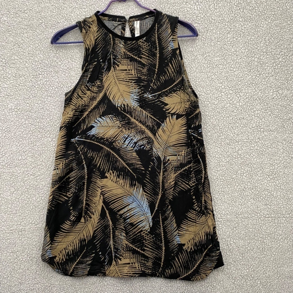 RVCA Tank Top Womens Sleeveless Top Rear Button Tan Black